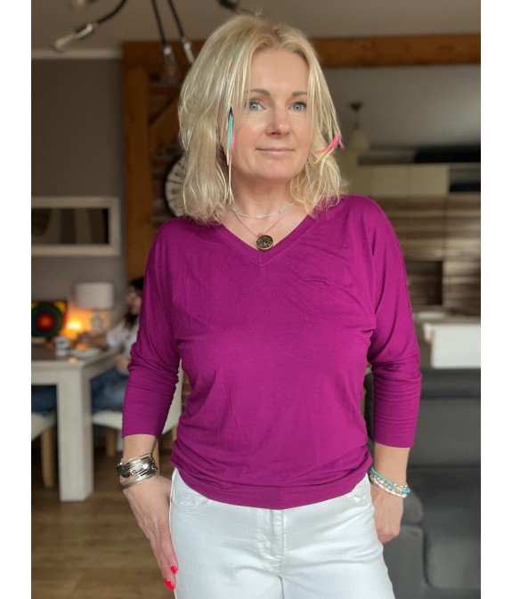 Bluzka Kimonowa wiskoza - mocna Fuksja