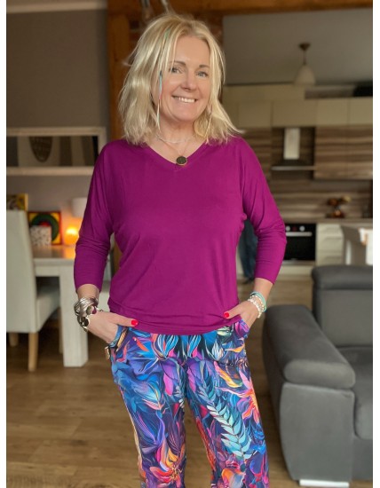 Bluzka Kimonowa wiskoza - mocna Fuksja