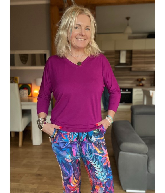 Bluzka Kimonowa wiskoza - mocna Fuksja