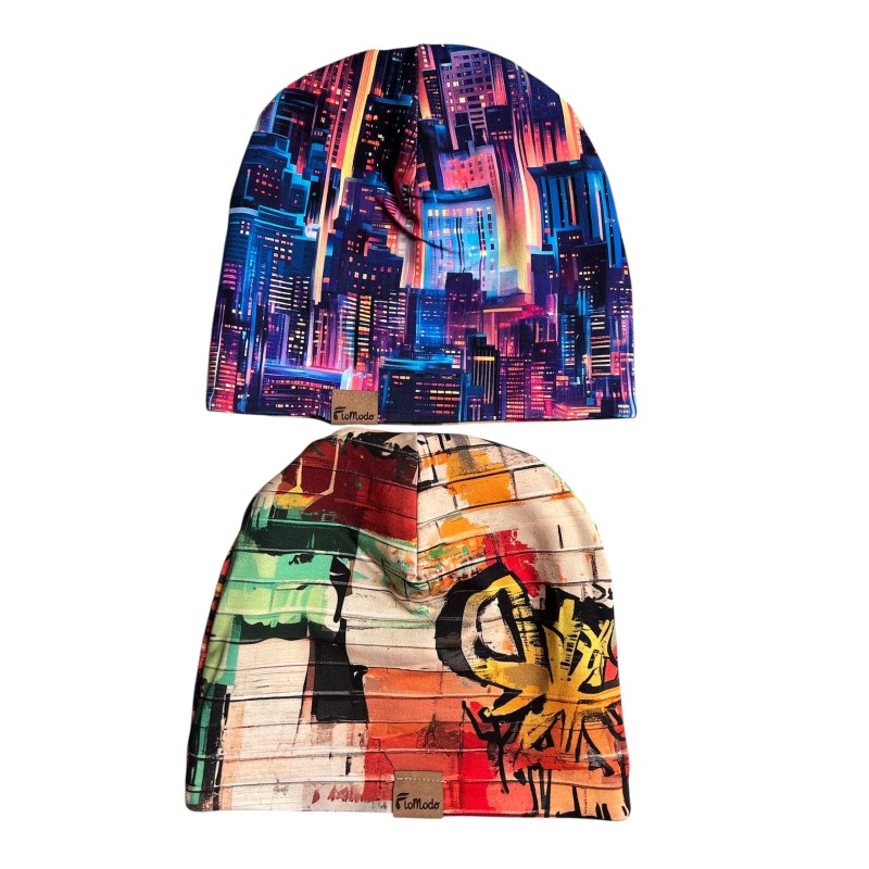 Czapka podwójna dwustronna Podróż/Graffiti