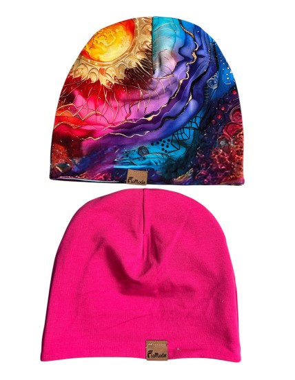 Czapka podwójna dwustronna Wewnętrzne Słońce/Fuksja