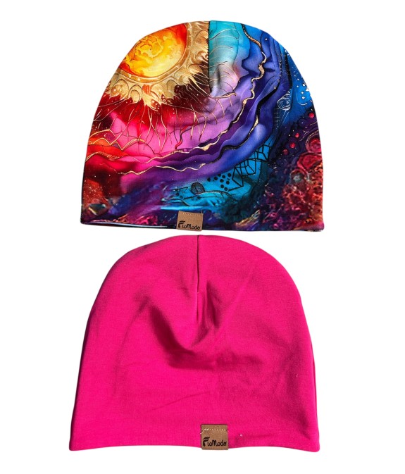 Czapka podwójna dwustronna Wewnętrzne Słońce/Fuksja