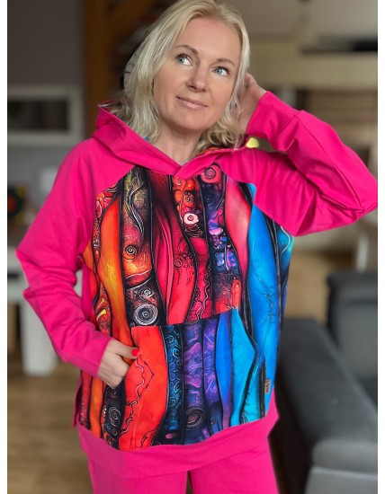 Bluza z Kapturem oversize Kreacja Fuksja