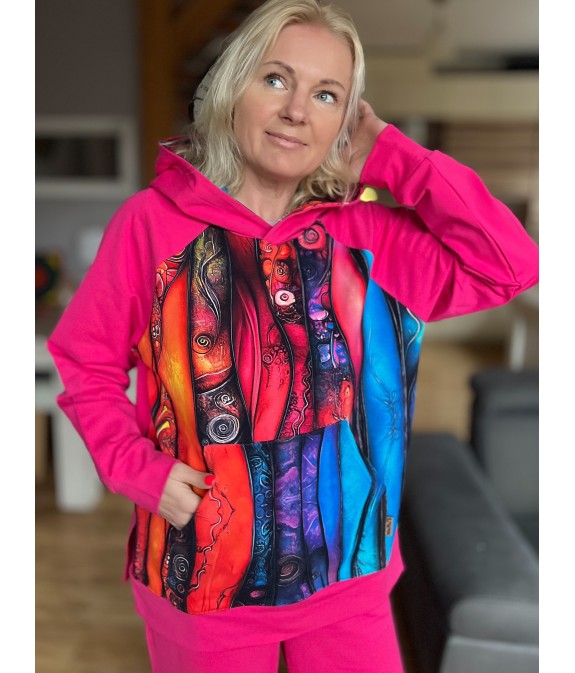 Bluza z Kapturem oversize Kreacja Fuksja