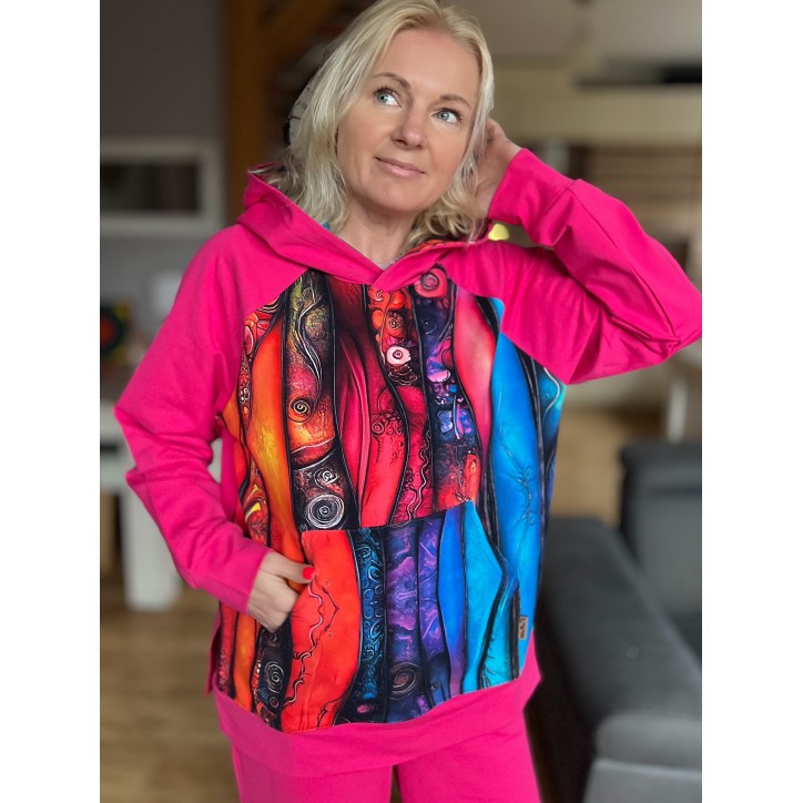 Bluza oversize Kreacja/Fuksja