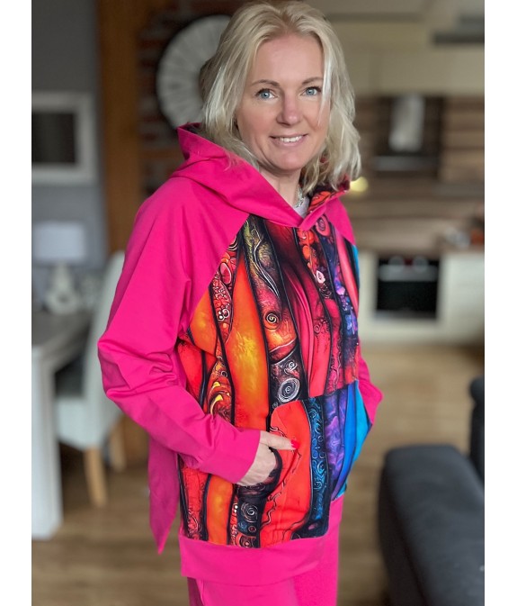 Bluza z Kapturem oversize Kreacja Fuksja