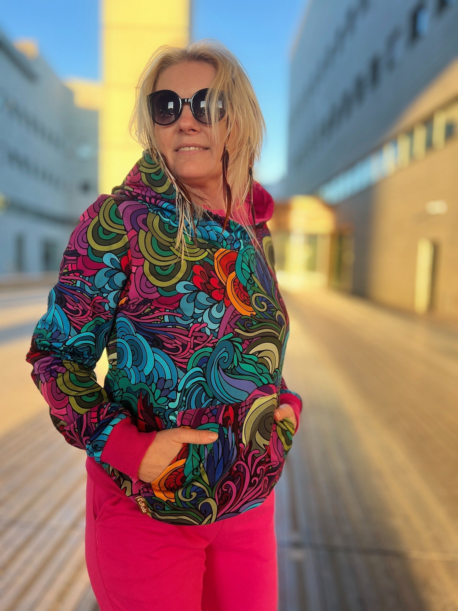 Bluza z Kapturem Radość fuksja