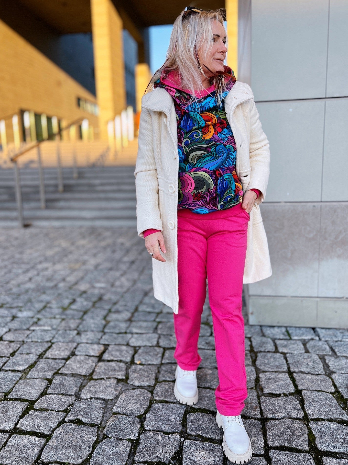 Bluza z Kapturem Radość fuksja