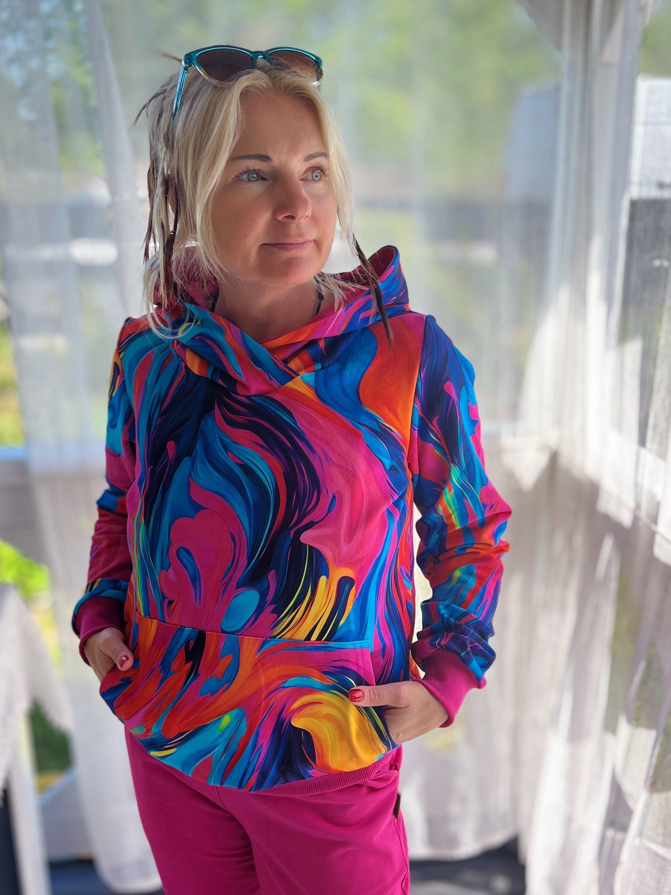 Bluza z Kapturem Lekko Fuksja