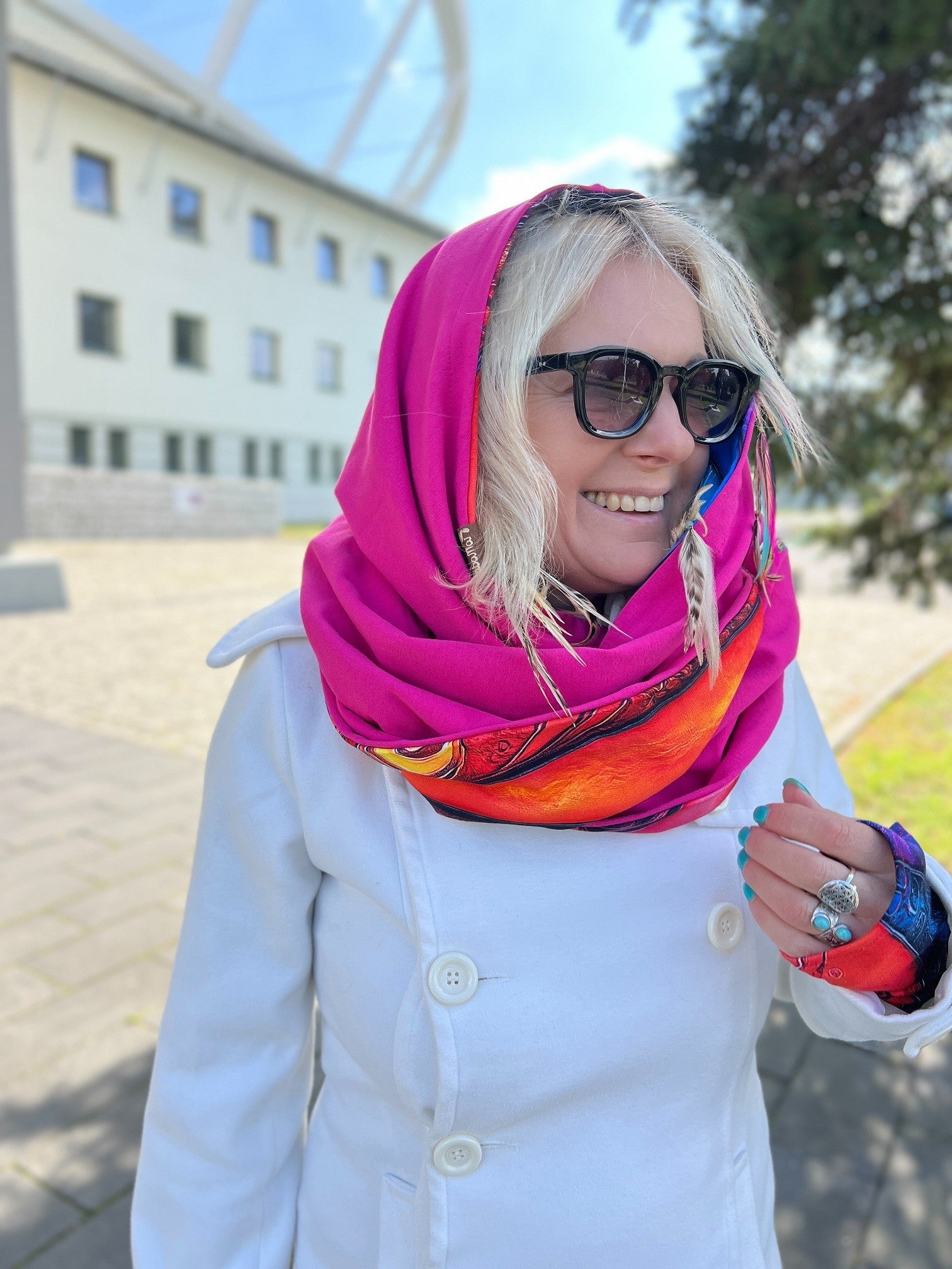 Komin z kapturem kominokaptur dwustronny Kreacja/fuksja