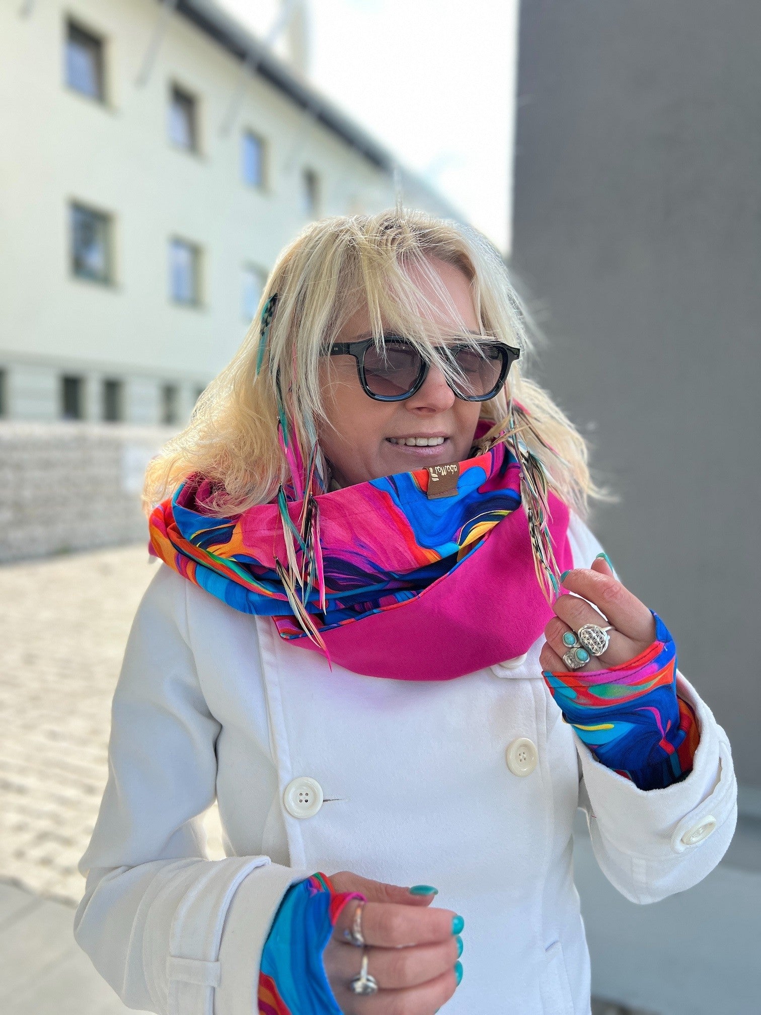 Komin z kapturem kominokaptur dwustronny Lekko/fuksja