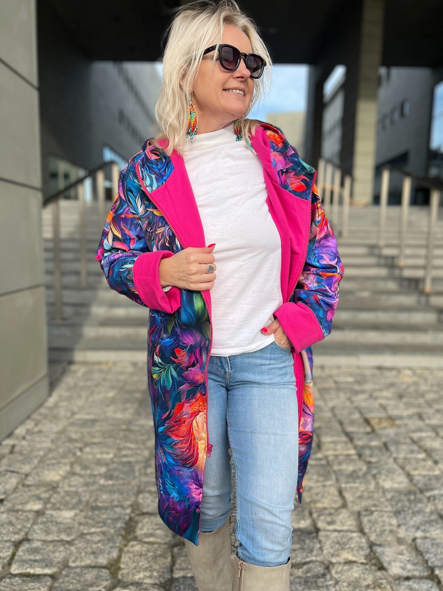 Bluza na zamek Płaszczyk Zachwyt Fuksja
