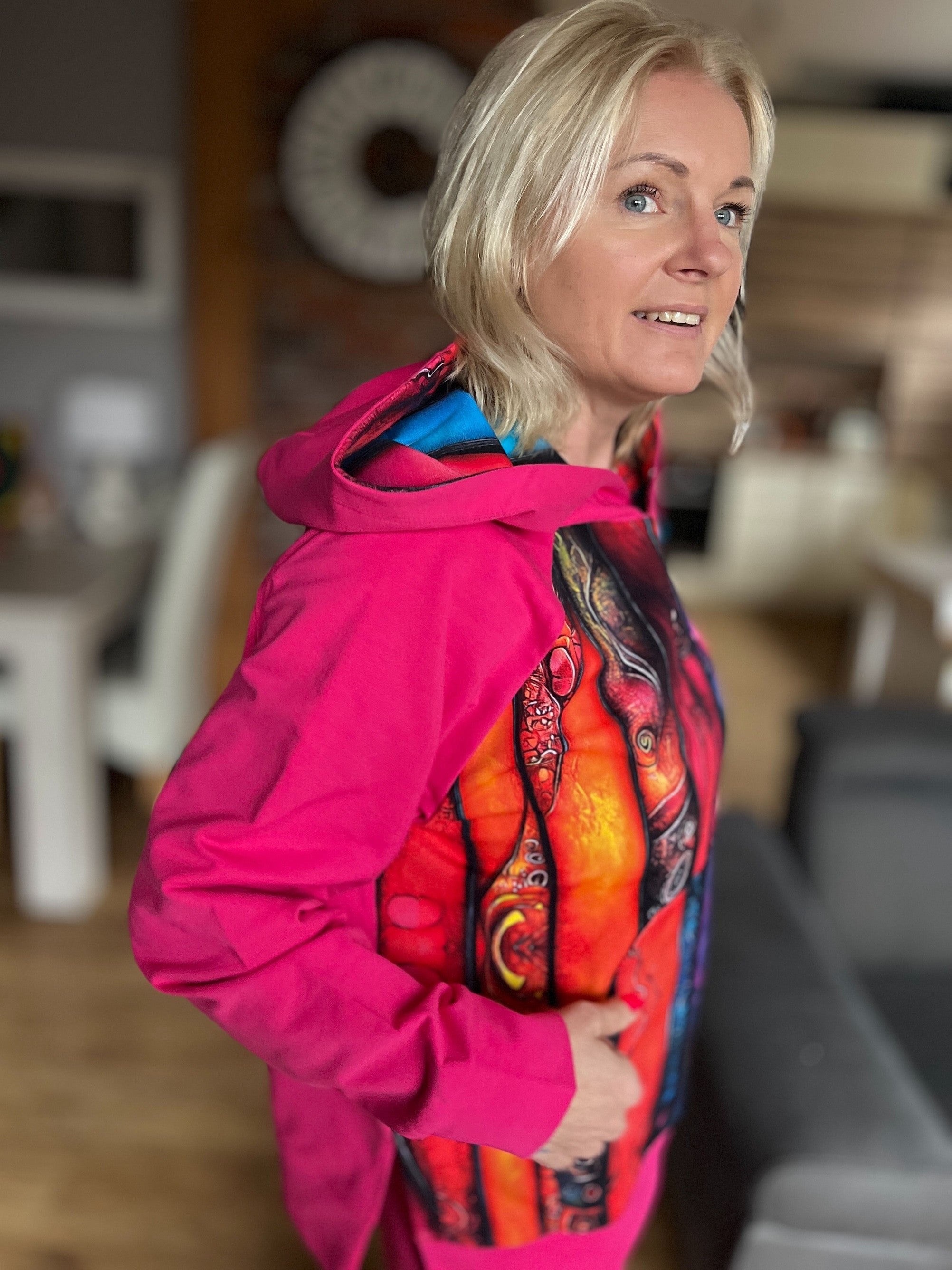 Bluza z Kapturem oversize Kreacja Fuksja