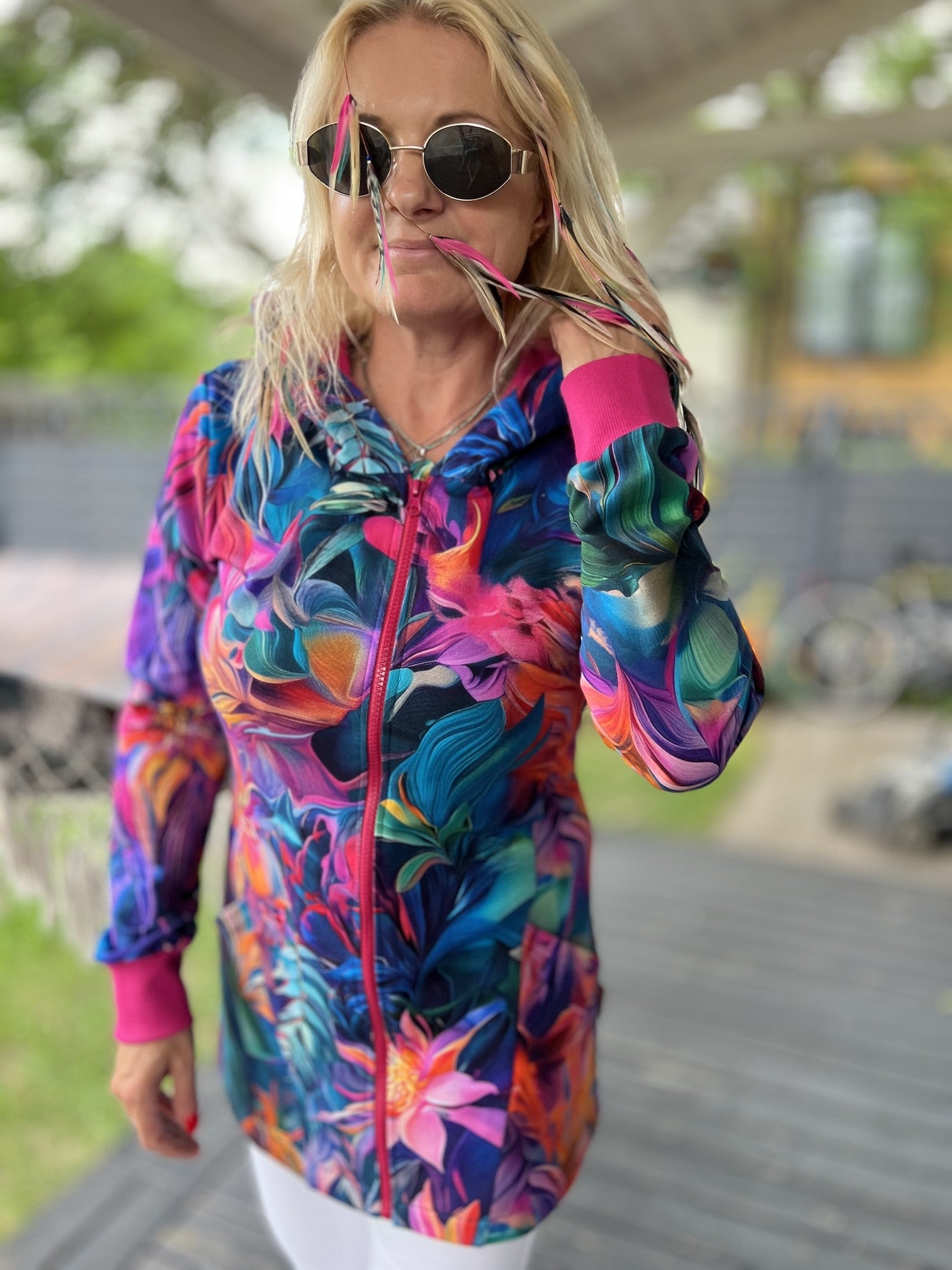Bluza na zamek Otwieram Się Zachwyt fuksja