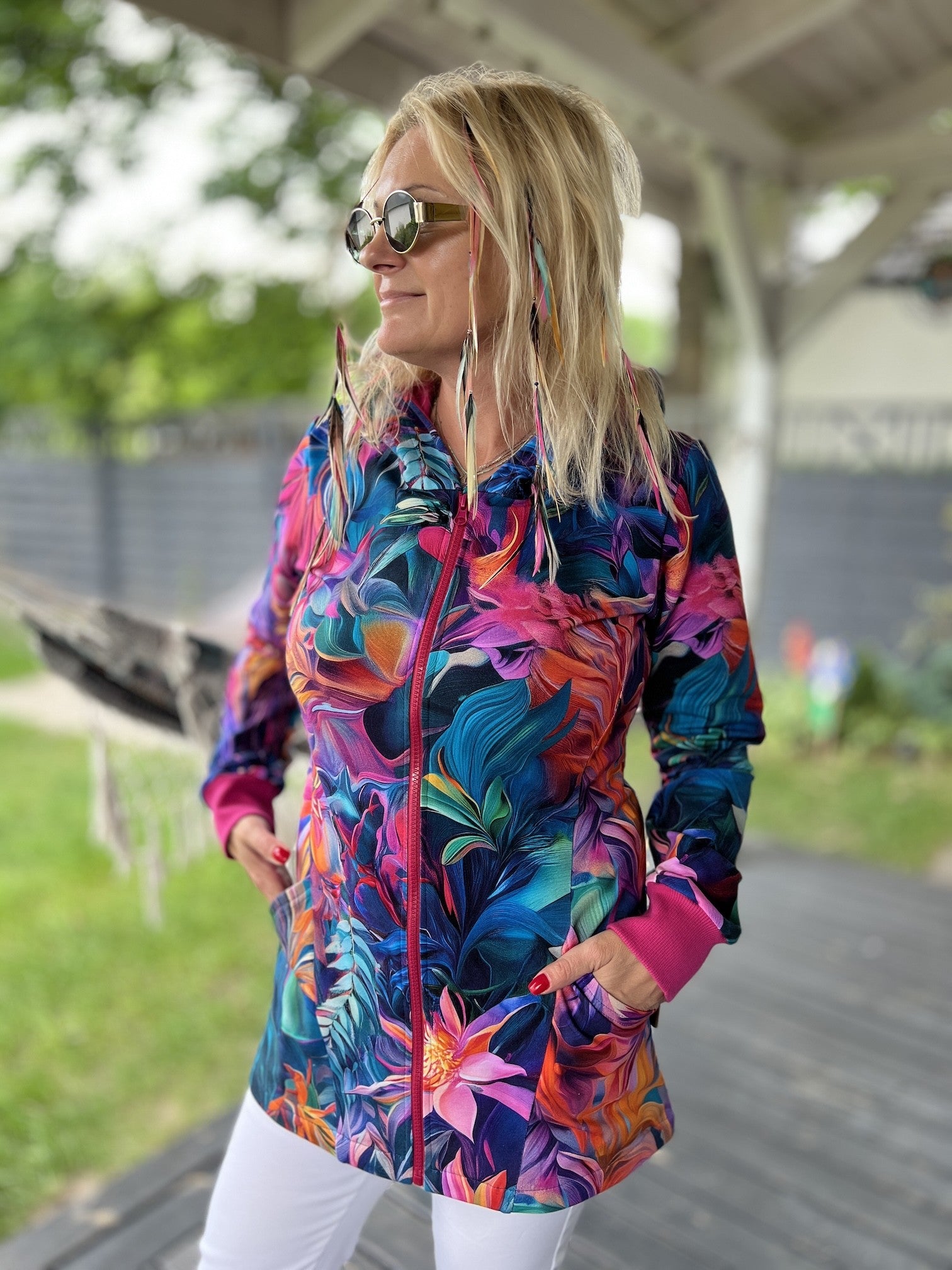 Bluza na zamek Otwieram Się Zachwyt fuksja